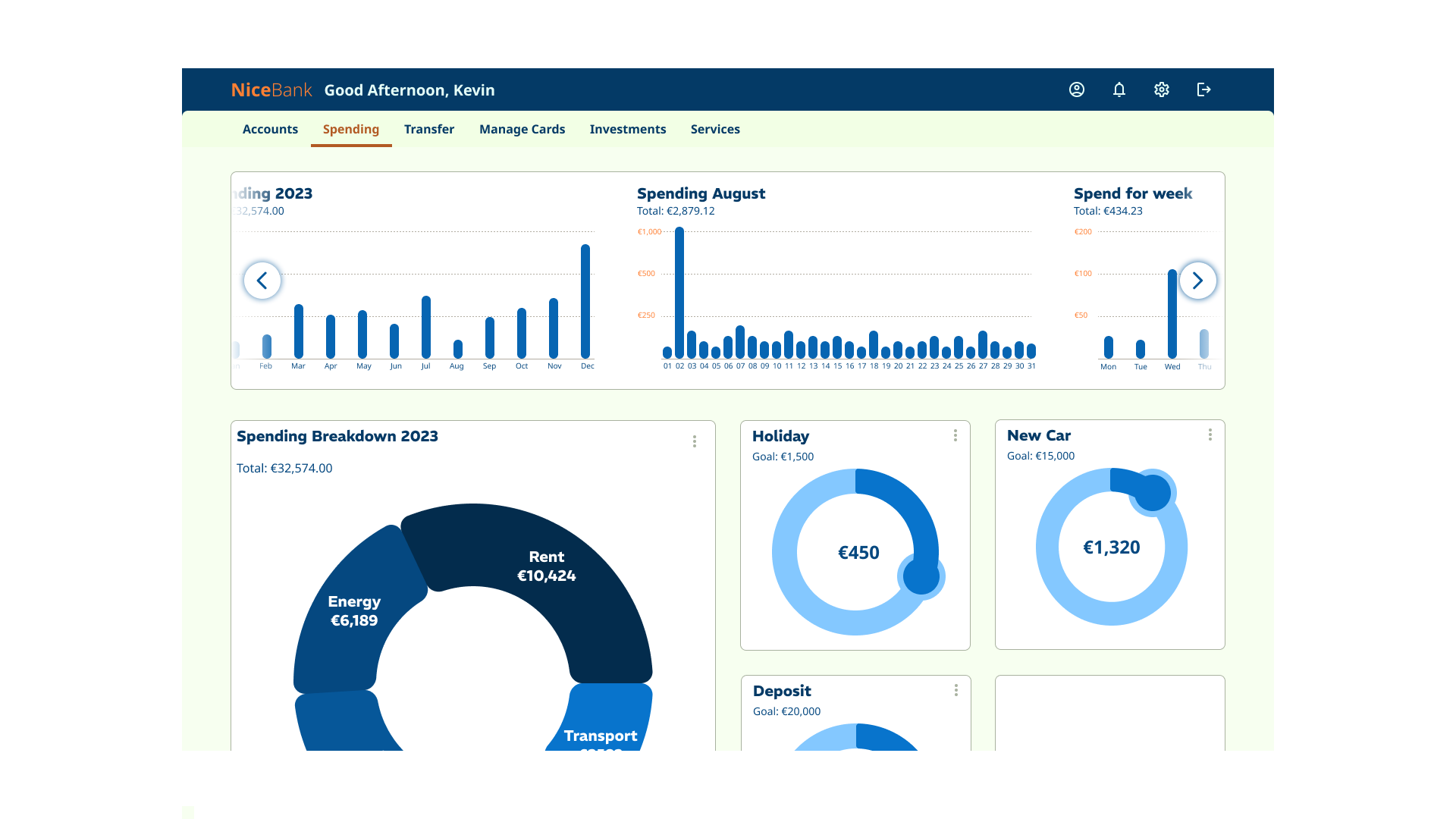 Desktop spending details screen