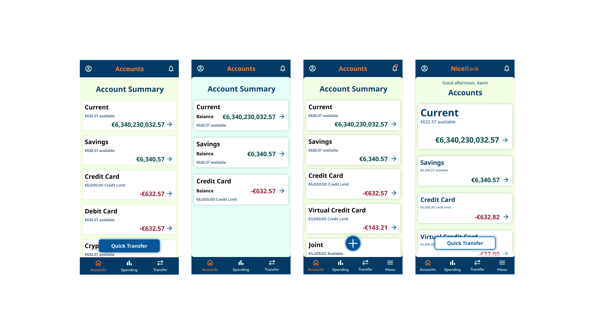 Mobile screens - iterations