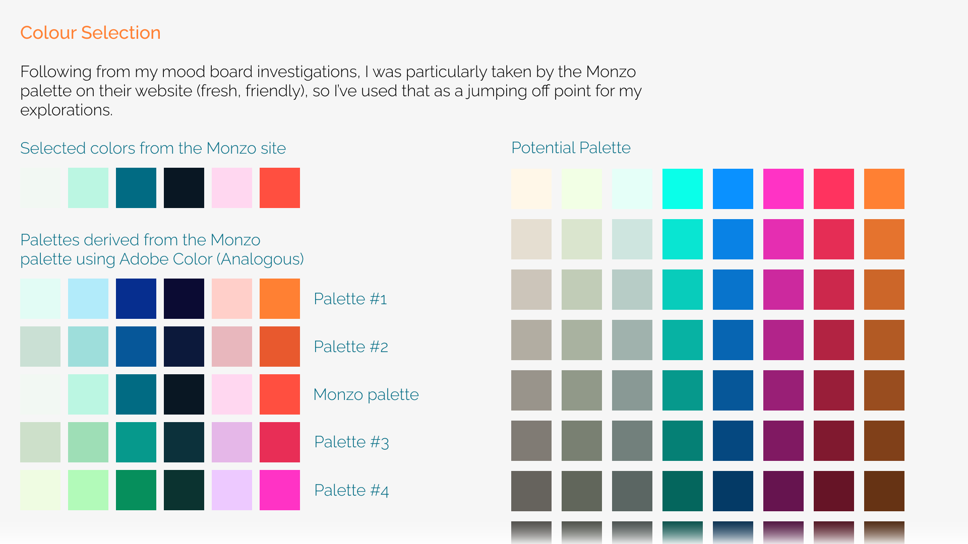 Palette development - colour selection