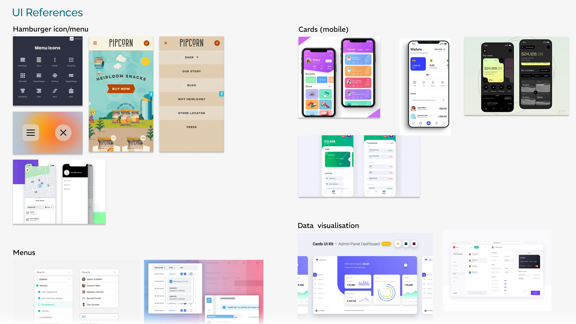 References for UI elements and interactive states