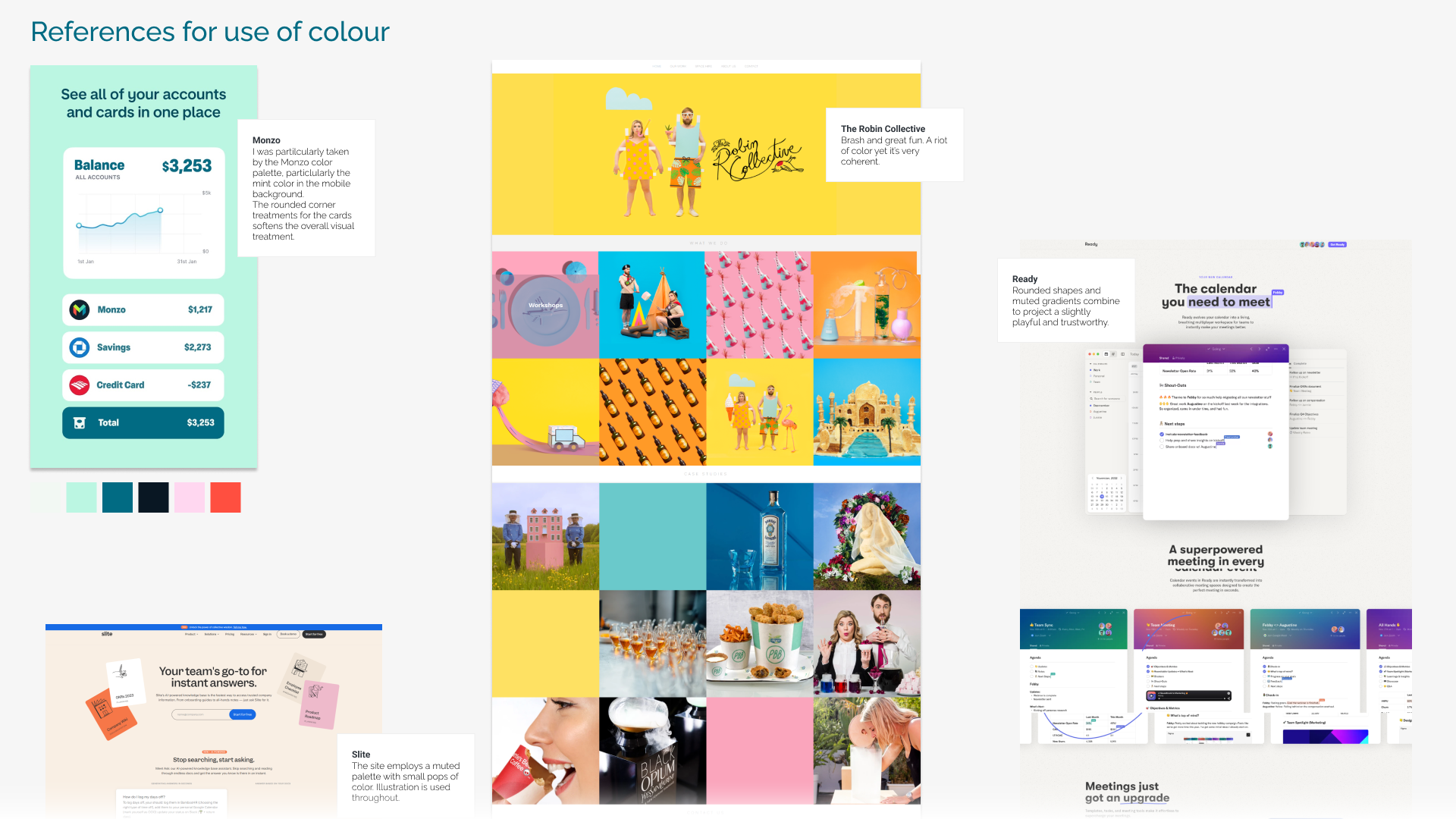 References for colour in app design