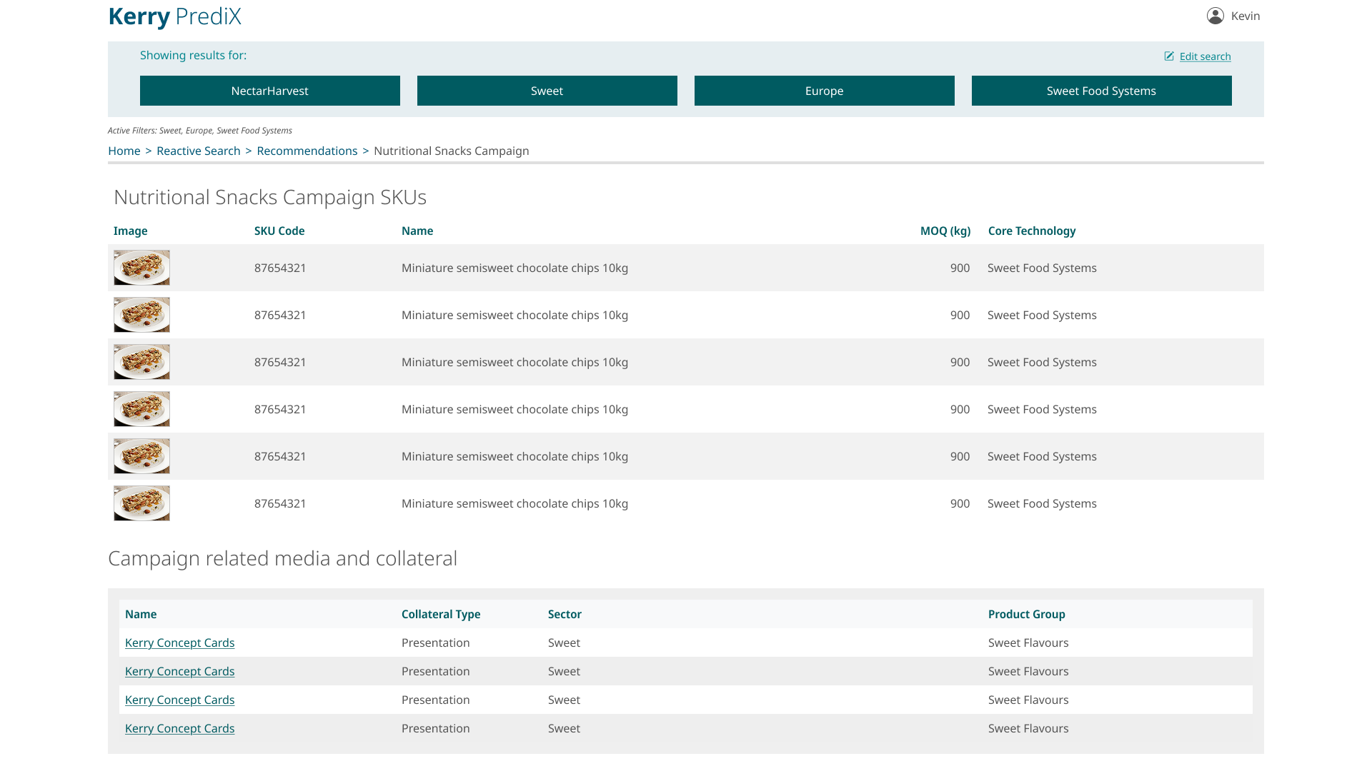 Campaigns SKUs and collateral