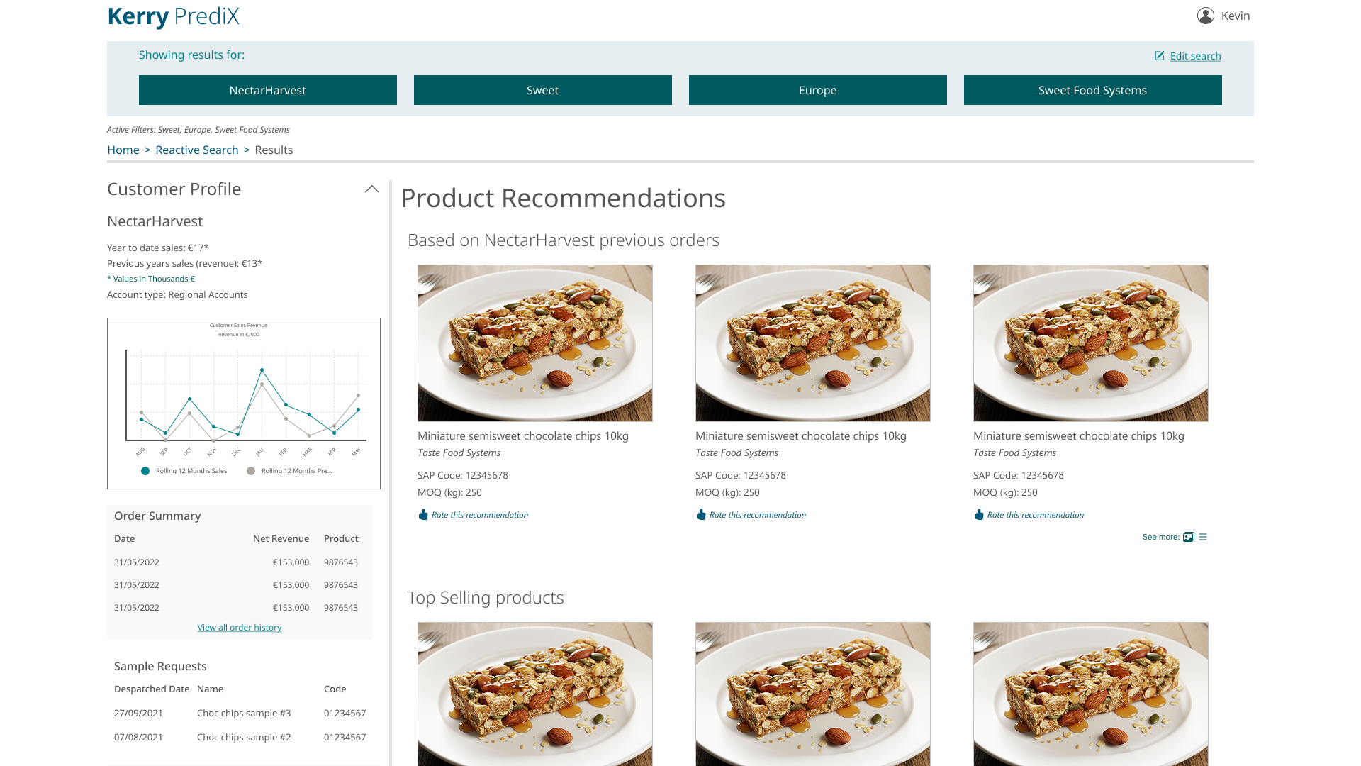 Product recommendations page